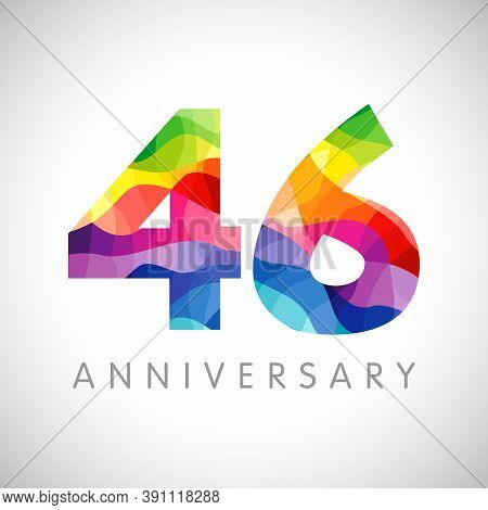 46th Anniversary Numbers. 46 Years Old Logotype. Bright Congrats. Isolated Abstract Graphic Design T