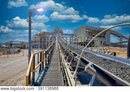 conveyor belt at a diamond mine at the recovery plant in Botswana