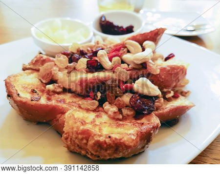 Homemade french toast with Butter (Pain perdu) and Ice cream