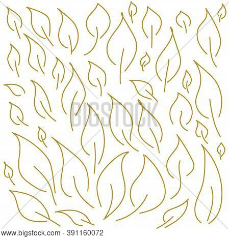 Brush Branches With Long Leaves Vector Collection. Set Of Black Silhouettes Leaves And Branches. Han