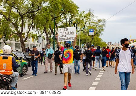 Anti-government Protest And Rally For Democracy In Bangkok, Thailand.