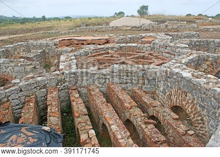 Walls Of The Roman Remains In Conimbriga, Portugal