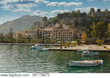 Panorama View Of Nafplion Old Town, Peloponessos, Greece