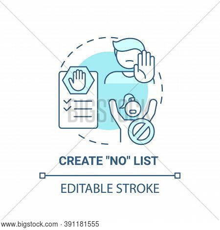 Create No List Concept Icon. Self Care Checklist. Healthy Restriction For Your Health. Everyday Limi