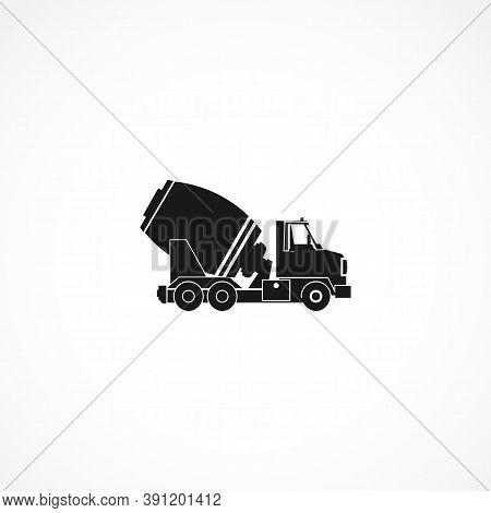 Concrete Mixer Truck Icon. Concrete Truck Isolated Solid Vector Icon