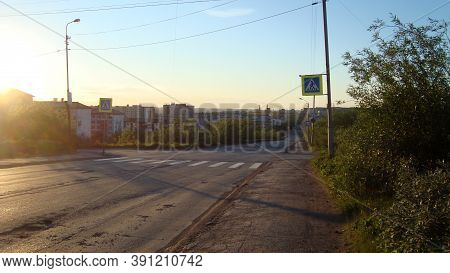 White Nights In The North Of Pedestrian Crossings And Road Infrastructure Of The City