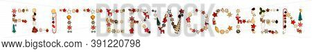 Colorful Christmas Decoration Letter Building Flitterwochen Means Honeymoon