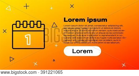 Line Calendar With First September Date Icon Isolated On Yellow Background. September 1. Date And Ti