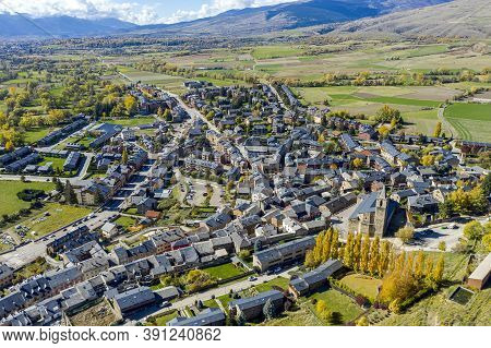 panoramic view of Llivia, a small Spanish enclave within the territory of France. Spain