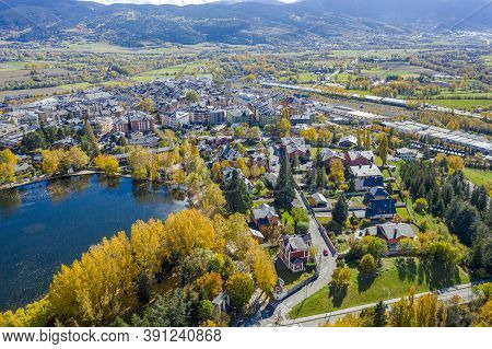 Landscape Of Puigcerda Lake On A Sunny Day Cerdanya Catalonia Spain