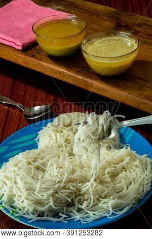 Healthy And Tasty Homemade Pressed Shavige With Sweet And Spicy Chutney For Breakfast