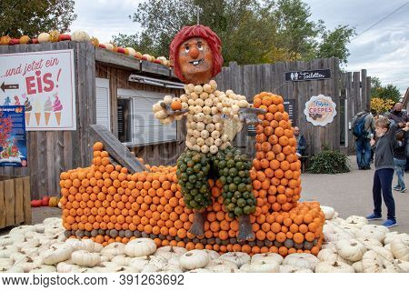 Klaistow, Germany - 22 October 2020: Berlin-brandenburg's Largest Pumpkin Exhibition In 2020 Is Them