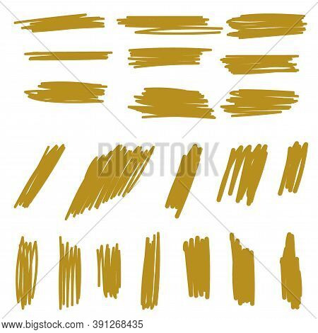 Set Vector Marker Strokes In Gold Color