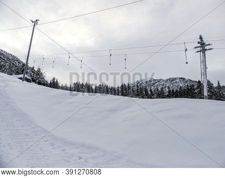 Vik Skisenter, Røysane, Norway. Wonderful View Of Slopes In Winter.