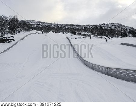 Vik Skisenter, Røysane, Norway. Wonderful View Of Slopes In Winter.