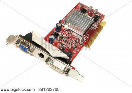 Detail Of Modern Computer Graphic Card Isolated On White
