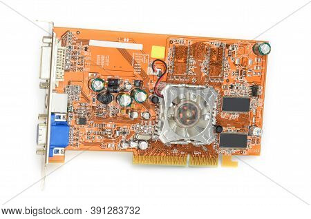 Detail Of Modern Computer Graphic Card Isolated On White