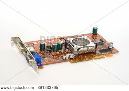 Detail Of Modern Computer Graphic Card Isolated On White