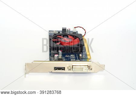Detail Of Modern Computer Graphic Card Isolated On White
