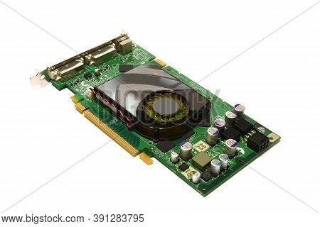 Detail Of Modern Computer Graphic Card Isolated On White