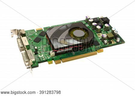 Detail Of Modern Computer Graphic Card Isolated On White
