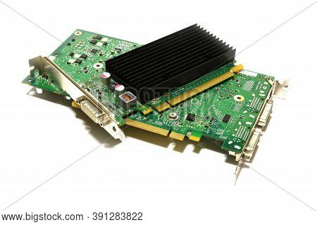 Detail Of Modern Computer Graphic Card Isolated On White