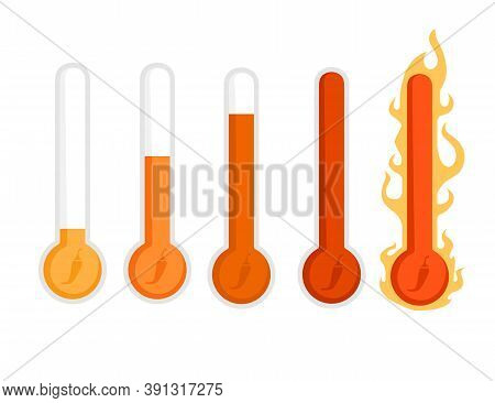 Scoville Pepper Heat Scale Low To Extra Hot Flat Vector Illustration On White Background