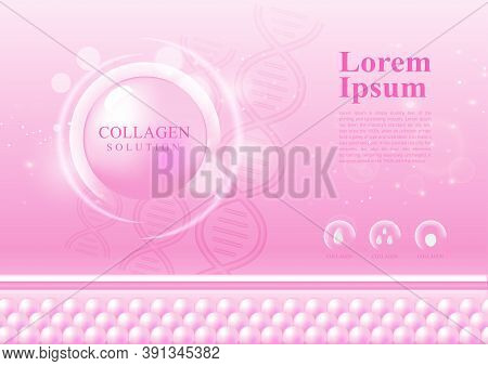 Abstract Background  Pink Colour For Cosmetics Collagen Solution Skin Care Elegant Design Vector Ill