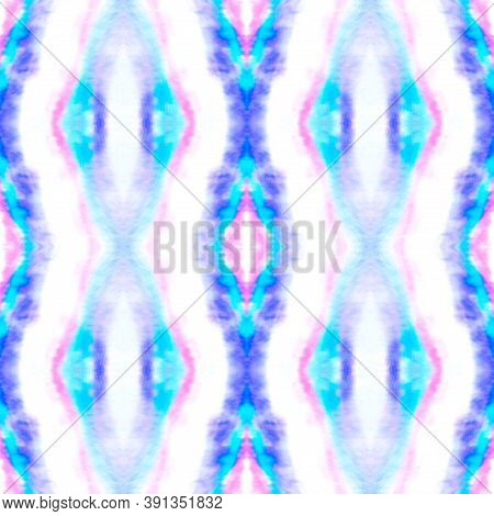 Watercolor Ikat Art. Bohemian Ornamental Traditional Etnic Background. Handmade Aquarelle Shibori Ti