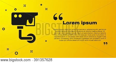 Black Security Camera Icon Isolated On Yellow Background. Vector