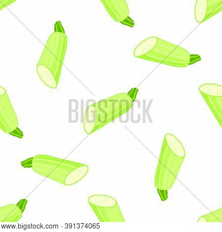 Illustration On Theme Of Bright Pattern Zucchini, Vegetable Squash For Seal. Vegetable Pattern Consi