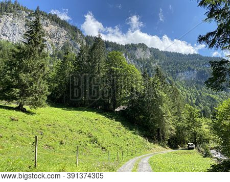 Trails For Walking, Hiking, Sports And Recreation Along The Waterfalls Giessbach Falls And In The Cr