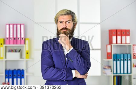 Business Success. Successful Bearded Ceo. Making Great Decisions. Identify Your Goal. Identifying Pu