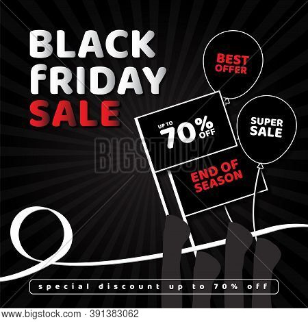 Black Friday Sale Simple Style With Balloons And Flags For Text