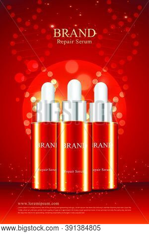 Red Background For Anti Wrinkle Cosmetics Poster With 3d Packaging Illustration