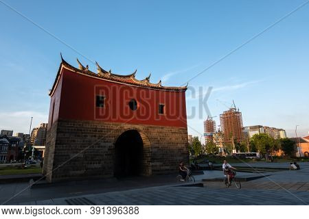 Taipei, Taiwan - Oct 1st, 2020:  famous attraction - The North Gate(Beimen) in Taipei, Taiwan