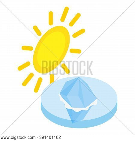 Melting Iceberg Icon. Isometric Illustration Of Melting Iceberg Vector Icon For Web