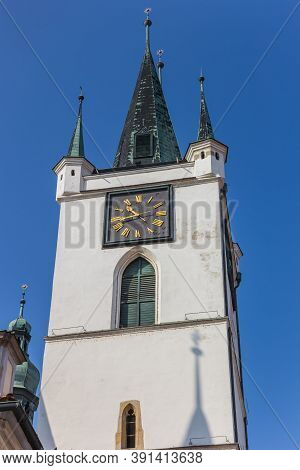 Tower Of The Historic All Saints Church In Litomerice, Czech Republic