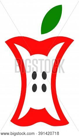 Apple Stump Icon On A White Background. Isolated Apple Stump Symbol With Flat Style.