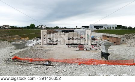 Highway Construction Site View. Civil Engineering