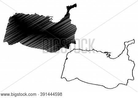 Tangier City (kingdom Of Morocco, Tanger-tetouan-al Hoceima Region) Map Vector Illustration, Scribbl