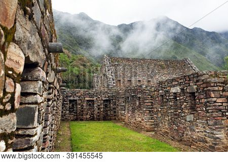 Choquequirao, One Of The Best Inca Ruins In Peru. Choquequirao Inca Trekking Trail Near Machu Picchu