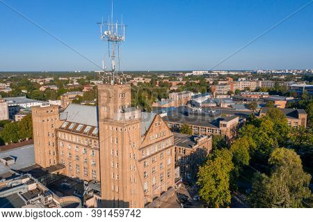 Riga, Latvia. August 20, 2020. Aerial View Over Riga Near Jauna Teika District By The Vef Castle. Bu