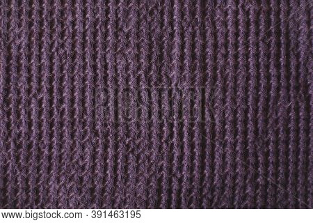 Textured Purple Linen Waffle Cotton Towel. Close Up. Natural Linen Material Violet Towel Pattern Bac