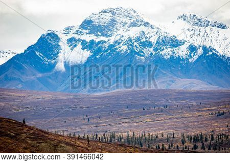 Denali National Park Mountains View From Alpine Trail At Fall