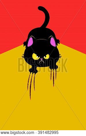 Angry Black Cat Scratching