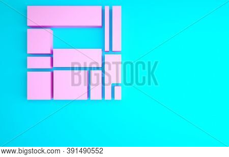 Pink House Edificio Mirador Icon Isolated On Blue Background. Mirador Social Housing By Mvrdv Archit