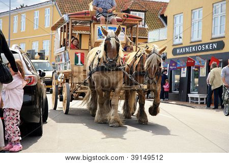 Vecchio tram di cavallo in Svaneke, Bornholm
