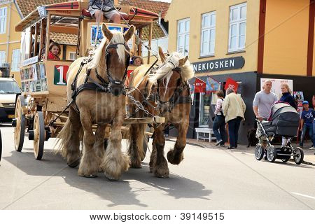 Vecchio tram di cavallo in Svaneke, Bornholm