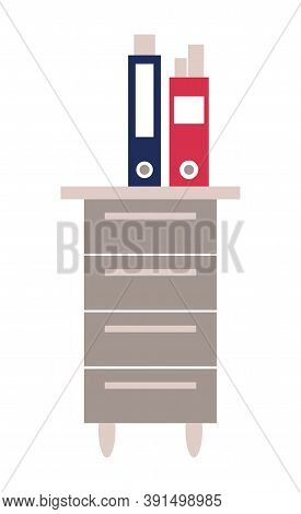 Vector Flat Illustration Of Two Folders With Documents And Reports Standing At The Office Locker. Of